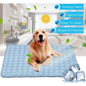 Pet Dog Cat Ice Silk Cold Nest Pad For Cooling In Summer (Option: Blue-40x30cm)