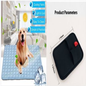 Pet Dog Cat Ice Silk Cold Nest Pad For Cooling In Summer (Option: Blue set-70x56cm)