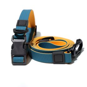 Waterproof TPU Dog Leash Set with Collar | Heavy Duty Honeycomb Texture Training Lead (Color: Teal & Orange, size: S)
